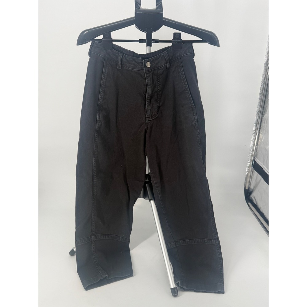 Quince Black High Rise Barrel Leg Jeans Women's 6 Organic Cotton Tapered Utility